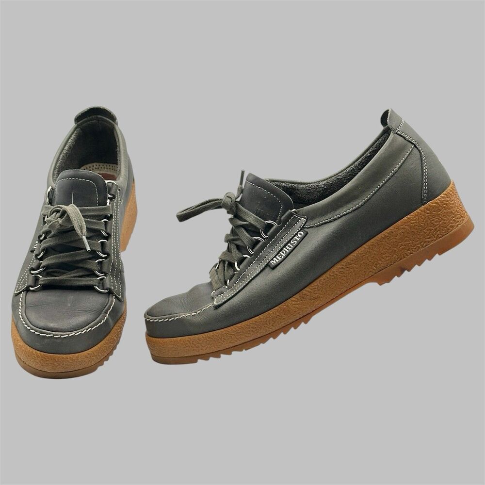 Mephisto Rainbow Sneaker Mens Size 8 Shoes Grey Leather Gum Sole